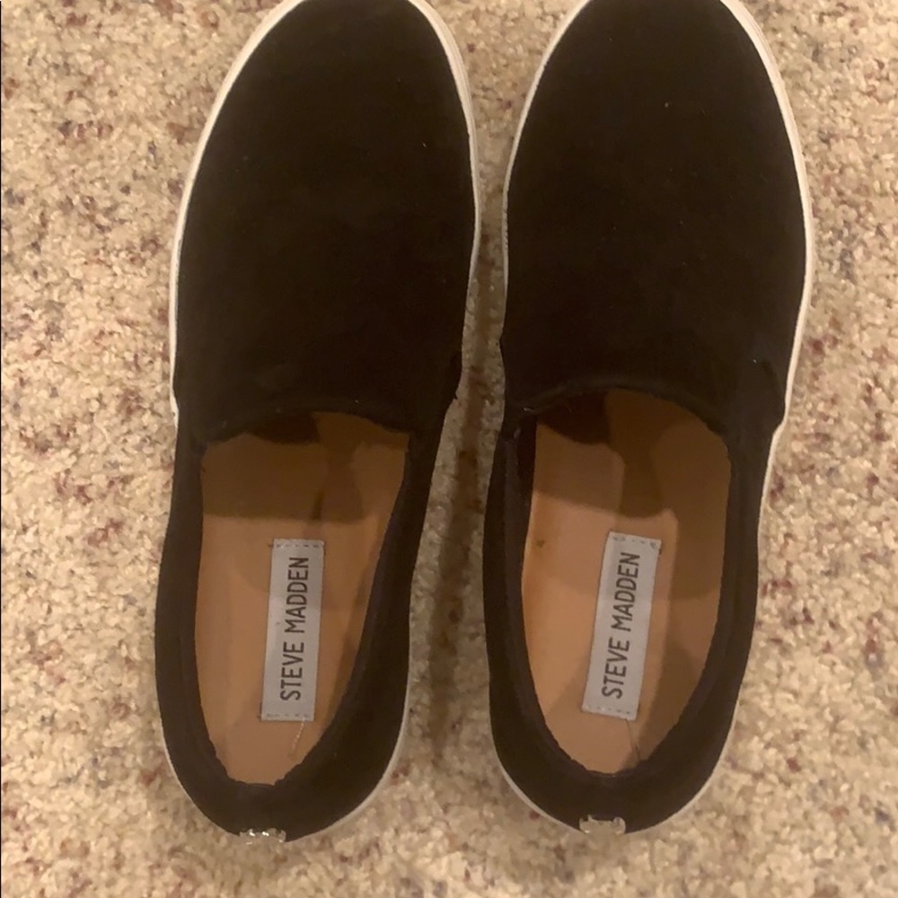 Steve Madden Black Velvet slip on sneakers
